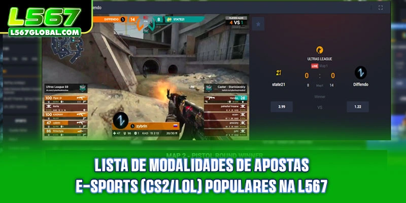 Lista de modalidades de Apostas E-sports populares na plataforma